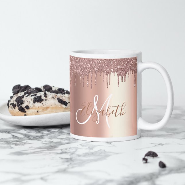 Drivrutiner vid Ro Guld Glitter, Metall Monogram Kaffemugg (Skapare uppladdad)