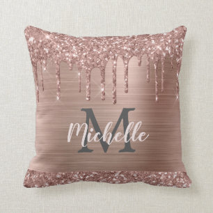 Drivrutiner vid ro Guld Glitter vid Rosa Metall Mo Kudde
