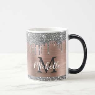 Drivrutiner vid Silver Glitter vid Monogram Ro Gul Magisk Mugg