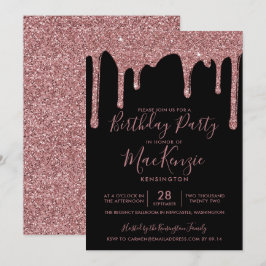 Drivrutiner vid Svarta och Ro Guld Gnistra Glitter Inbjudningar