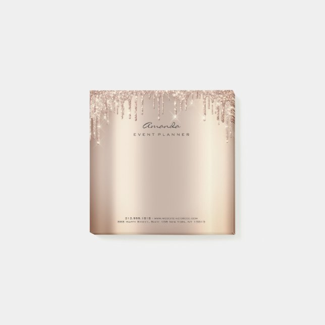 Drivrutinerna Rosa ros Guld Namn glitter Sparkly Post-it Block (Framsida)