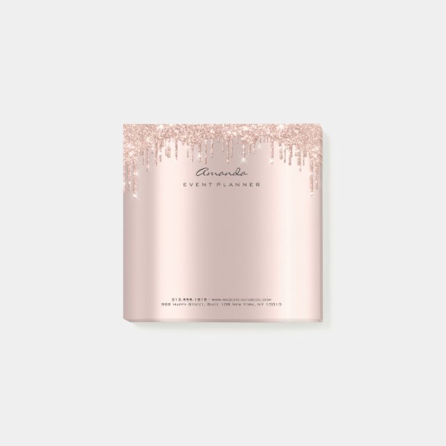 Drivrutinerna Rosa ros Guld Namn glitter Sparkly Post-it Block (Framsida)