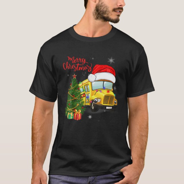 Drivrutinerna Santa Hat God jul i Buss vid den fun T Shirt (Framsida)