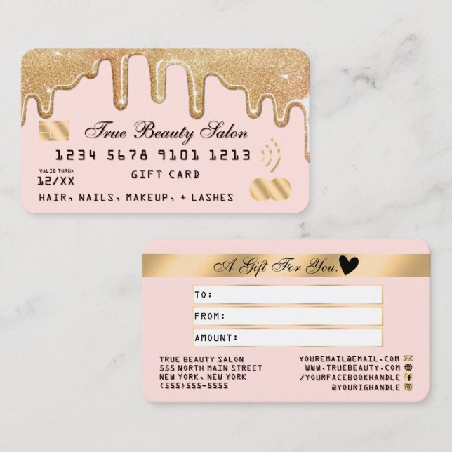 Drivrutinscertifikat för Rosa Kredit Glitter för p Visitkort (Fram/baksida)