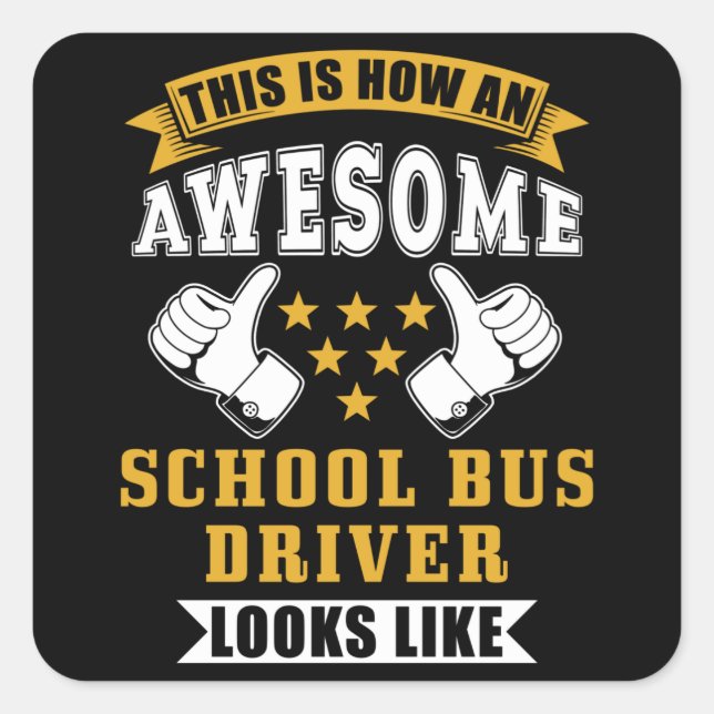 Drivrutinsgåva från School Buss Fyrkantigt Klistermärke (Framsida)