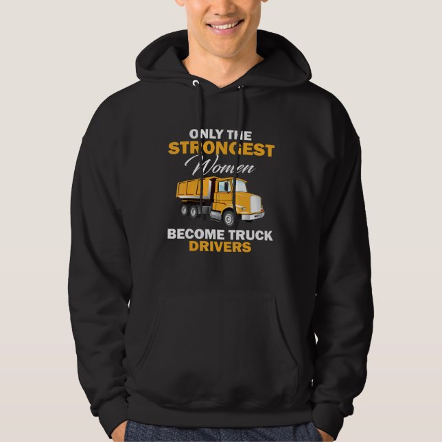 Drivrutinsidea för lastbil för kvinnor hoodie (Framsida)