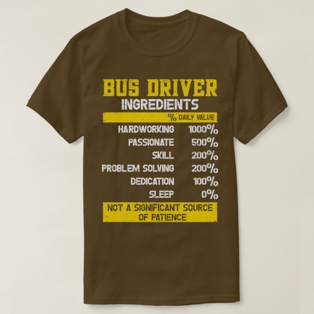 Drivrutinsingredienser i buss t shirt (Design framsida)