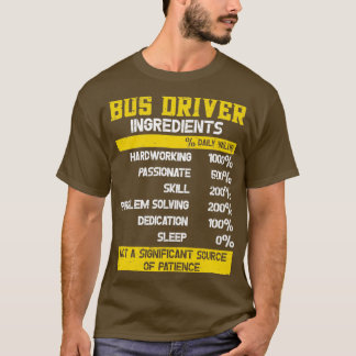 Drivrutinsingredienser i buss t shirt