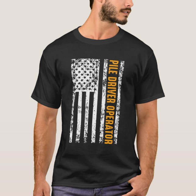 Drivrutinsoperatör i USA flagga T Shirt (Framsida)