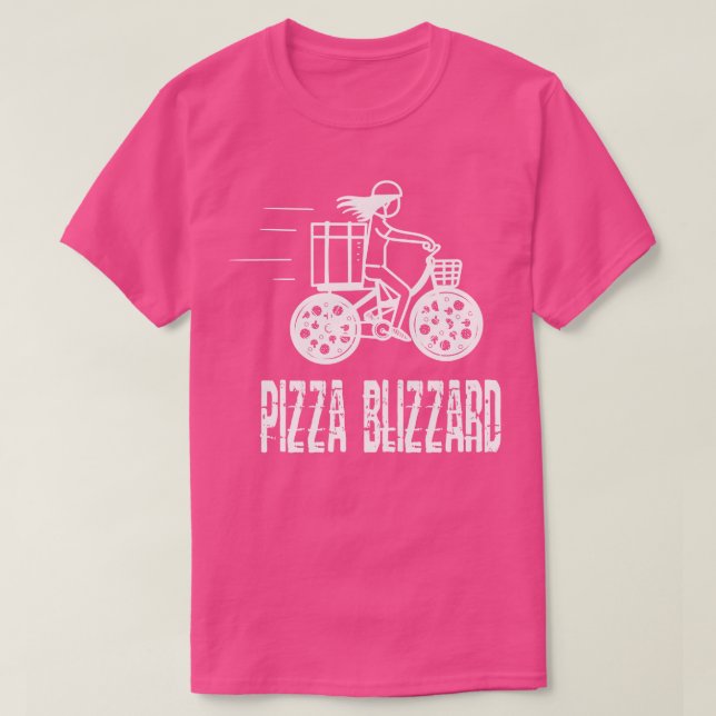 Drivrutinstjänsten Pizza Snöstorm Bike Courier T Shirt (Design framsida)