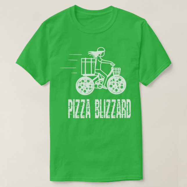 Drivrutinstjänsten Pizza Snöstorm Bike Courier T Shirt (Design framsida)