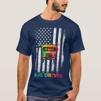 Drivrutinstransport i USA Flagga Buss T Shirt