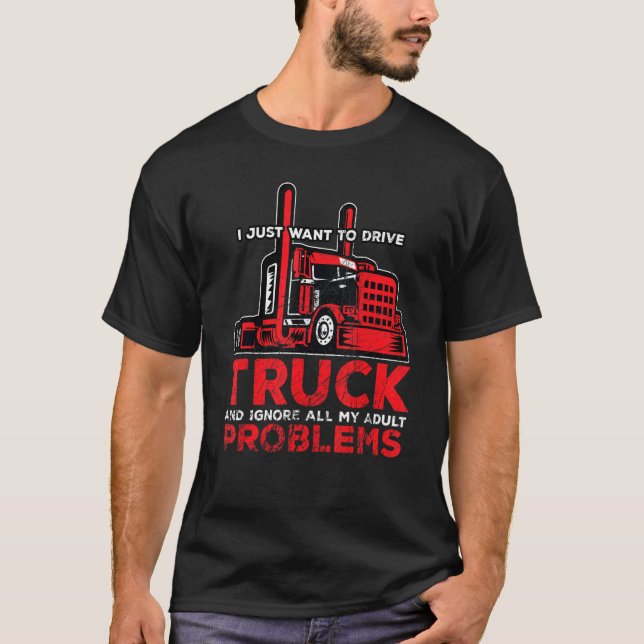 Drivrutinsyrket lastbil förare Lastbil T Shirt (Framsida)