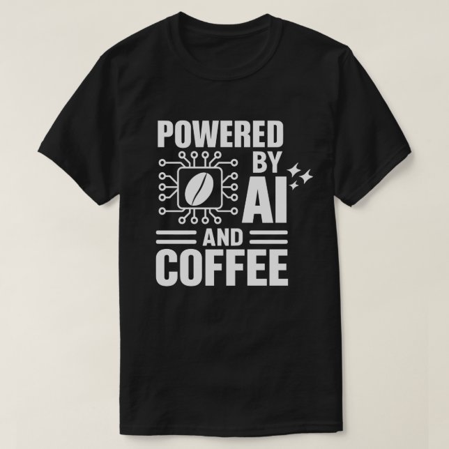 Drivs Av AI Och Kaffe Tröja | Geek Tech Humor  (Design framsida)