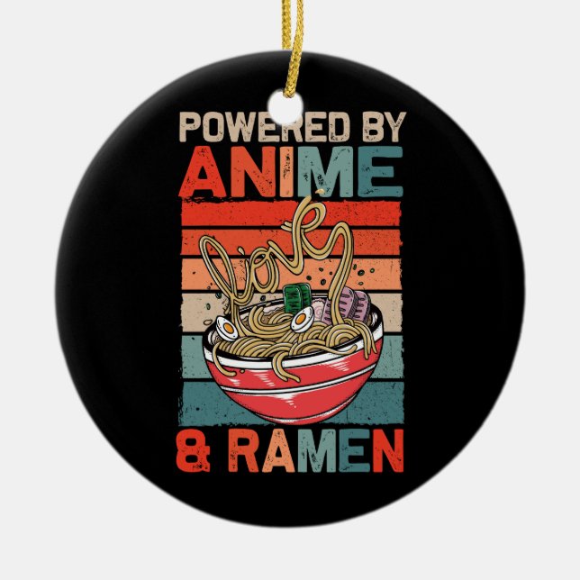 Drivs av Anime och Ramen Kärlek Anime Noodles Japa Julgransprydnad Keramik (Framsidan)
