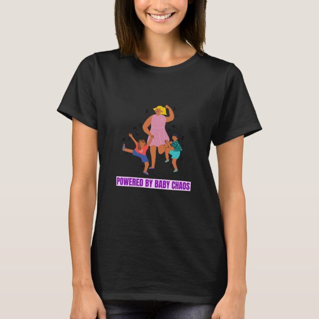Drivs av Baby Chaos Ny Mamma T Shirt (Framsida)