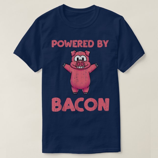 Drivs av Bacon Funny Gris Gris Älskare Foodie Baco T Shirt (Design framsida)