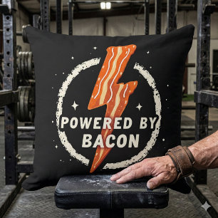 Drivs av Bacon Funny Retro Foodie Aesthetic Kudde