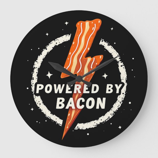 Drivs av bacon Rolig retro matloversestetik Stor Klocka (Framsida)