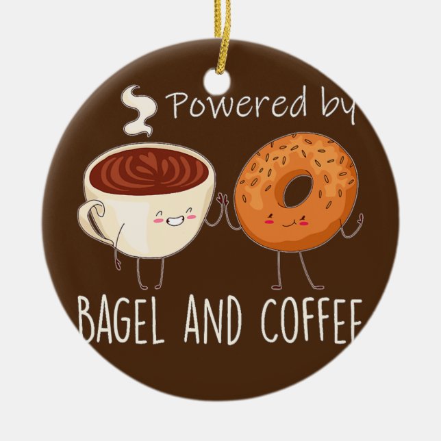 Drivs av Bagel och Coffee Bagel älskare Baking Julgransprydnad Keramik (Framsidan)