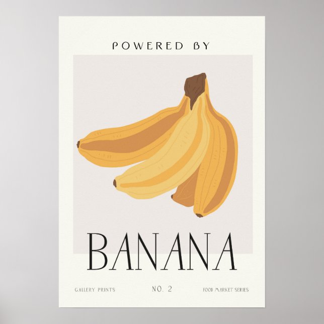 Drivs av Banana Minimalist Healthy Living Poster (Framsidan)