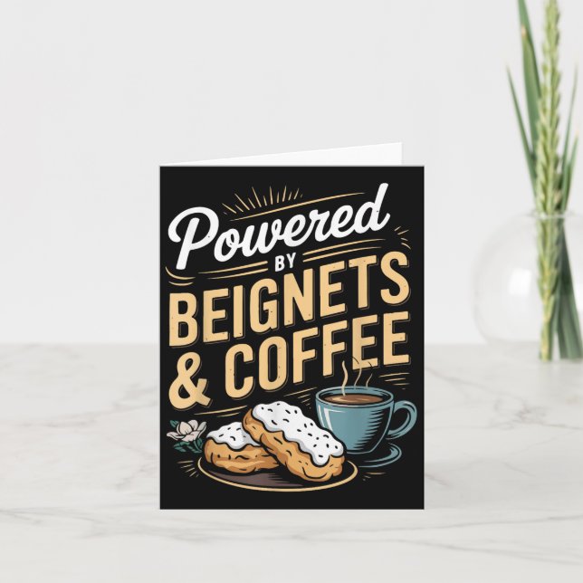 Drivs av Beignets Och Kaffe Roligt New Orleans Cit Kort (Framsida)
