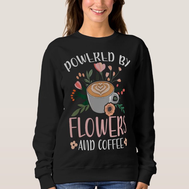 Drivs av blommor och kaffemaflorist-Blommigt T Shirt (Framsida)