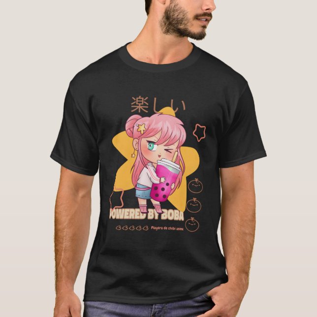 Drivs av Boba Bubble Tea Japansk Boba Mjölk Tea T Shirt (Framsida)