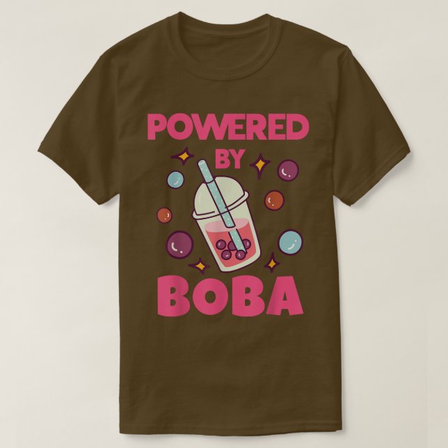 Drivs av Boba Cute Kawaii Bubble Tea Älskare T Shirt (Design framsida)