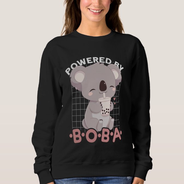 Drivs av Boba Koala Kawaii Bubble Tea Anime Neko T Shirt (Framsida)