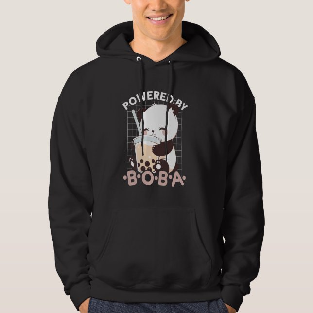 Drivs av Boba Panda Kawaii Bubble Tea Anime Neko Hoodie (Framsida)
