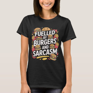 Drivs av Burgare Sarcasm Rolig T-Shirt Design