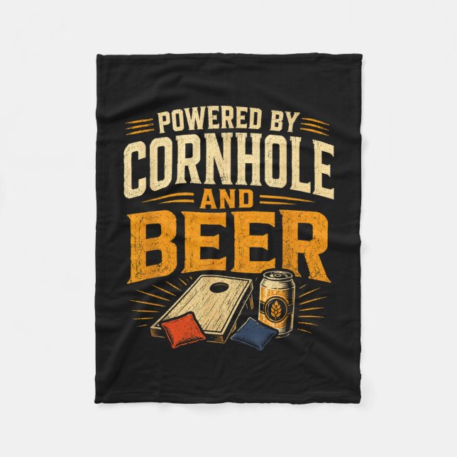 Drivs av cornhole och öl rolig tailgate fleecefilt (Framsidan)