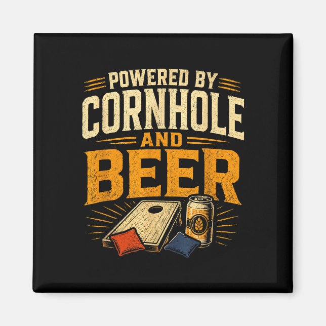 Drivs av cornhole och öl rolig tailgate magnet (Framsidan)