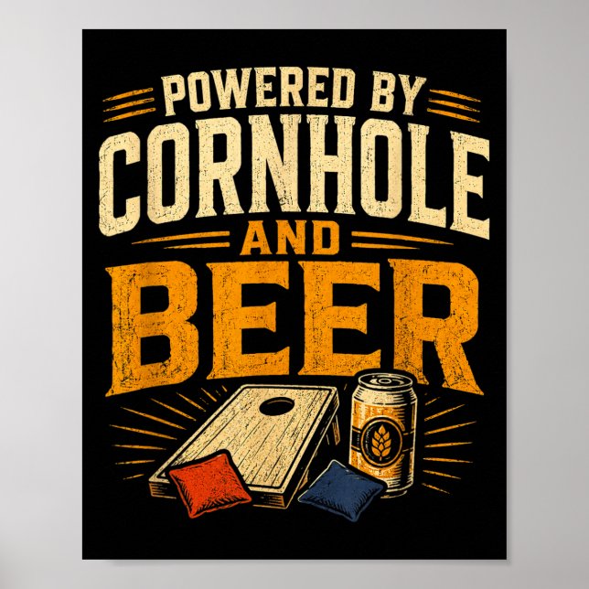 Drivs av cornhole och öl rolig tailgate poster (Framsidan)