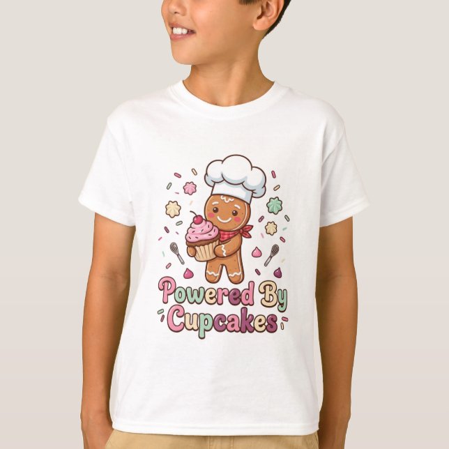 Drivs Av Cupcakes Söt Baker Pepparkaksskjorta T Shirt (Framsida)