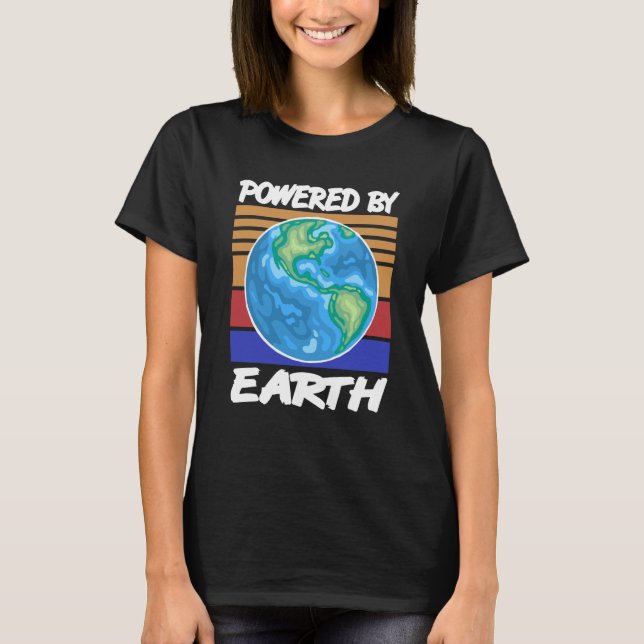 Drivs av EARTH Retro Solar System Planet Design T Shirt (Framsida)