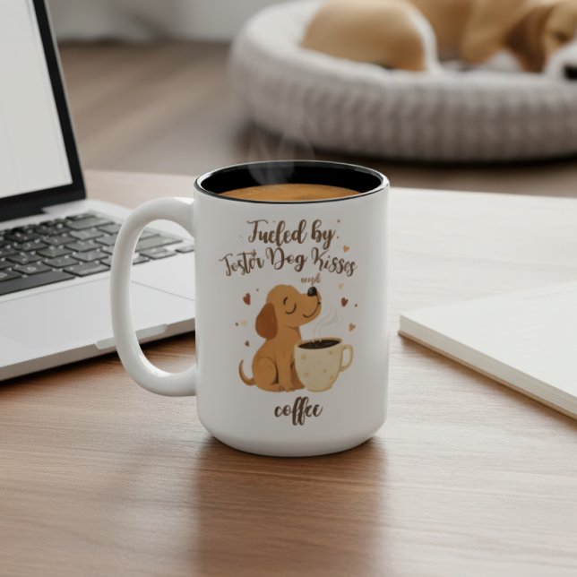 Drivs av Foster Dog Kisses Coffee Rescue Två-Tonad Mugg (Dog foster lover coffee mug)