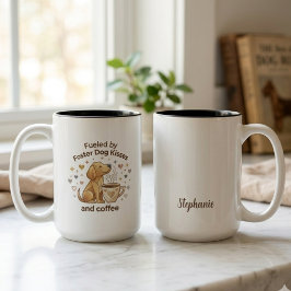 Drivs av Foster Hund Kysser och Kaffe Två-Tonad Mugg