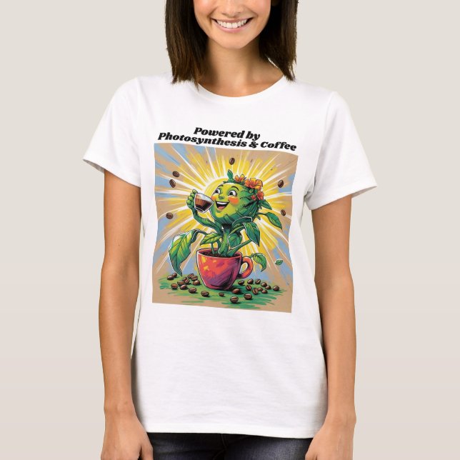 Drivs av Fotosyntes & Kaffe T-Shirt (Framsida)