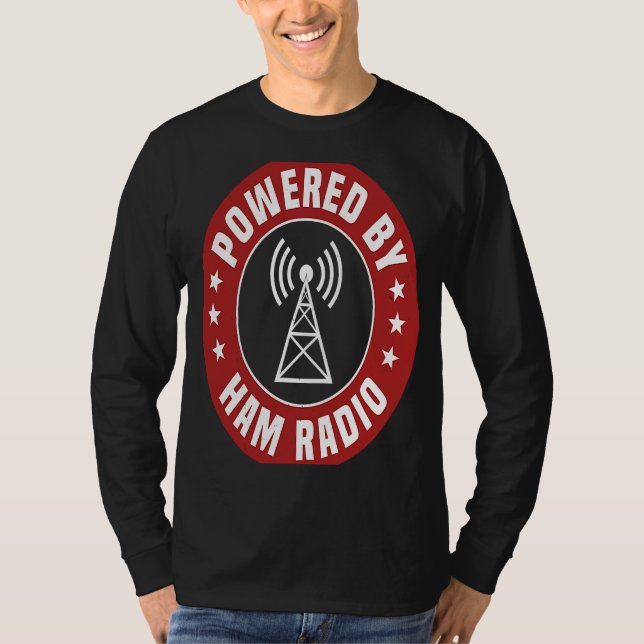 Drivs av Ham Radio Costume Radio Operator 1 T Shirt (Framsida)
