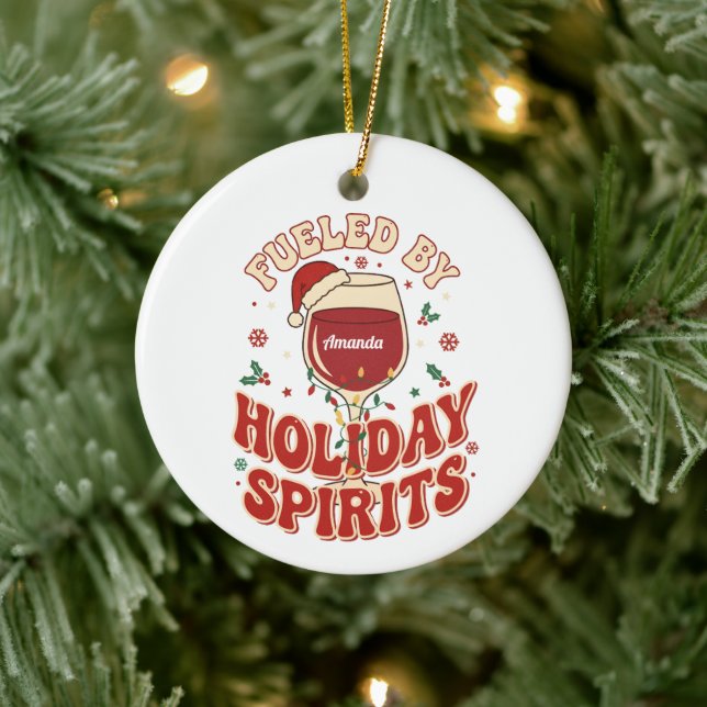 Drivs av höjdläge julstämning Rolig vin jul Julgransprydnad Keramik (Träd)