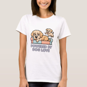 Drivs av hundkärlek Söt valp Rolig hund Mamma Älsk T Shirt