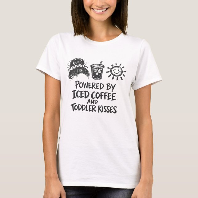 Drivs av Iced Coffee & Småbarnspussar T Shirt (Framsida)