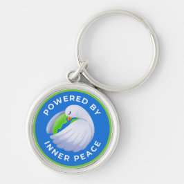 Drivs av Inner Peace Dove Premium Rund Silverfärgad Nyckelring
