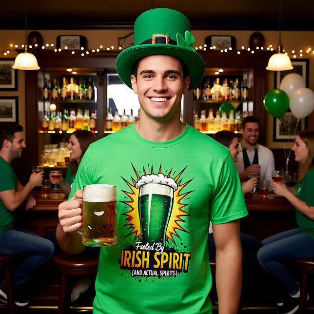 Drivs av irländsk anda t shirt (Fueled by Irish Spirit T-Shirt, print front and back)