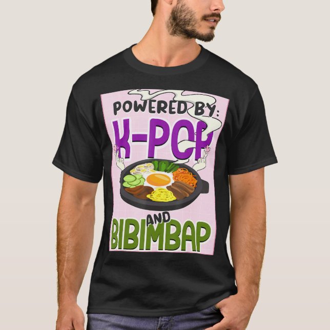 Drivs av K Pop och Bibimbap Kpop Finger Heart T Shirt (Framsida)