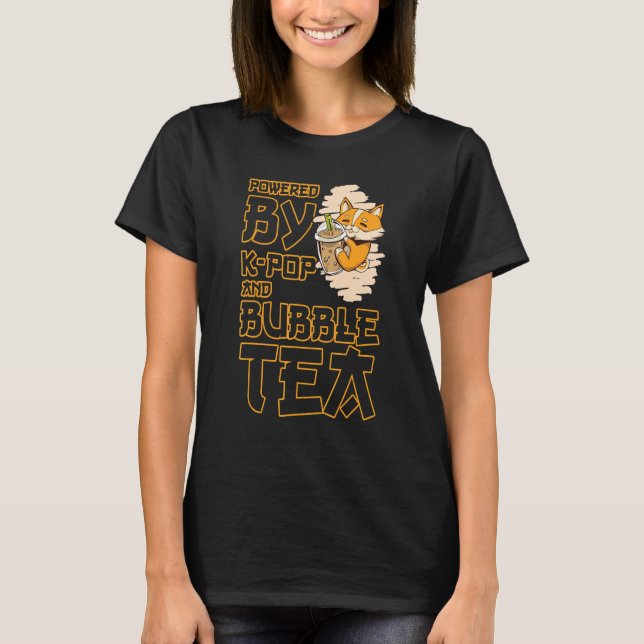 Drivs av K Pop och Bubble Tea Boba Tea Kpop 5 T Shirt (Framsida)