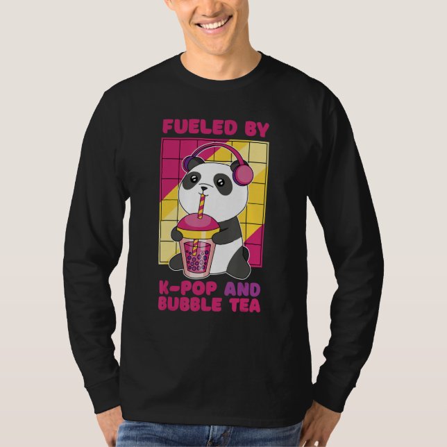 Drivs av K Pop och Bubble Tea Koreansk Hjärtkärlek T Shirt (Framsida)