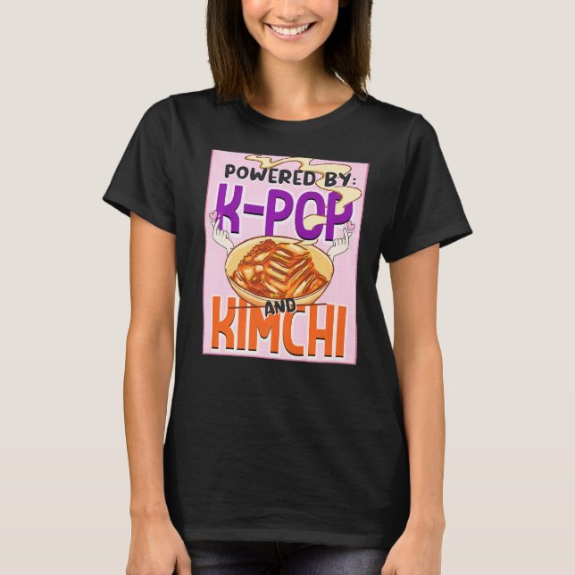 Drivs av K Pop och Kimchi Kpop Finger Heart T Shirt (Framsida)